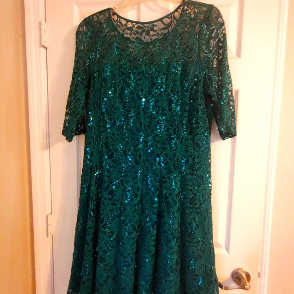 Lace and sparkle green dress. Size 18W